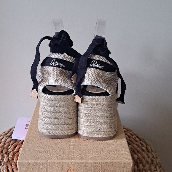NWOT Castaner Womens Tina‎ 3.25" Wedge Black Canvas Espadrille Sandals EU38/US8 - Picture 5 of 9